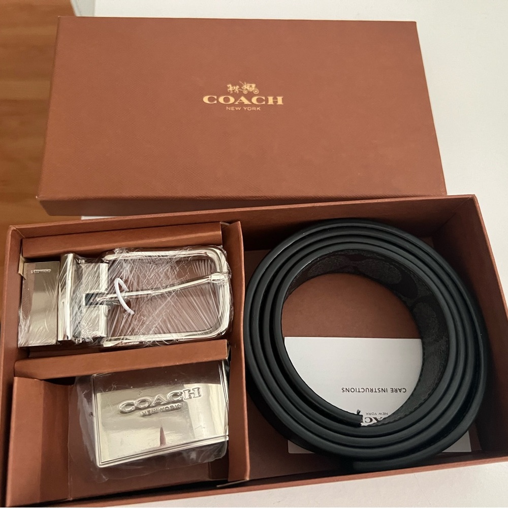 Men black Coach belt